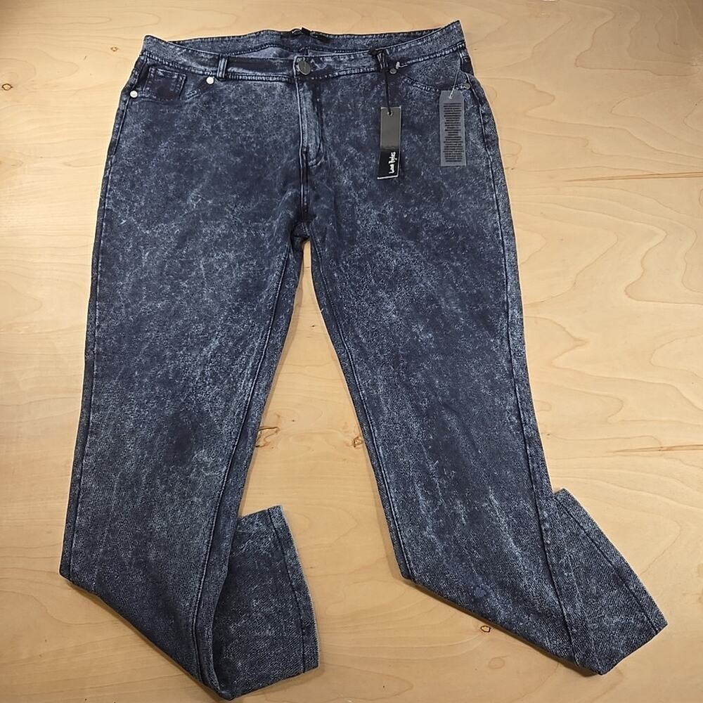 Love Bites Stretch Pants Size 3X Navy Blue Dyed XXXL NWT